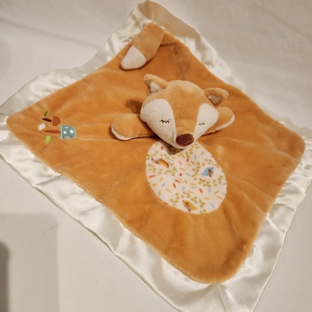 Douglas Baby Cuddle‎ Fox Lovey with Tail  Woodland Mushrooms Satin Edge Blanket